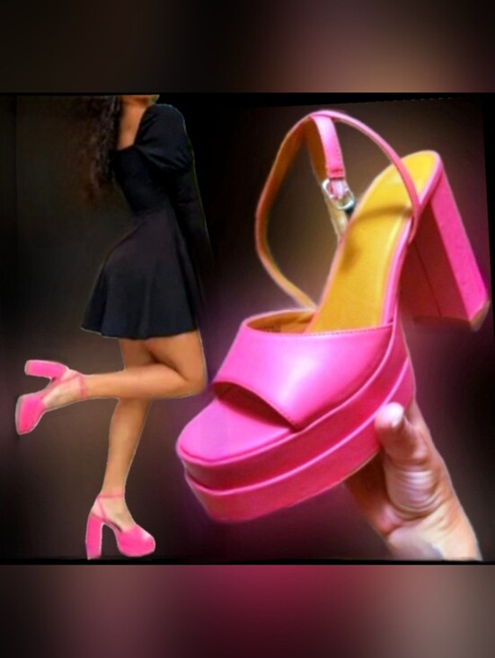 wild fable Shoes - Wild fable Alessia barbie pink faux leather platform pumps chunky heels 11 NWT